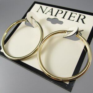 NAPIER Mod/Contemporary Shiny Gold 1.2" Hoop Earrings**NEW!